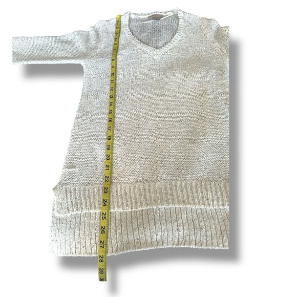 Loft Outlet Sequin 3/4 Sleeve White Lightweight Tunic Sweater SP - Picture 5 of 9
